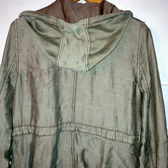 Free People Distressed Military Parka Zipper Jacket Fit Casual Army Green - Picture 8 of 9